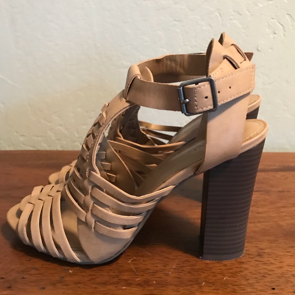 Strappy Nude Chunky Heel
